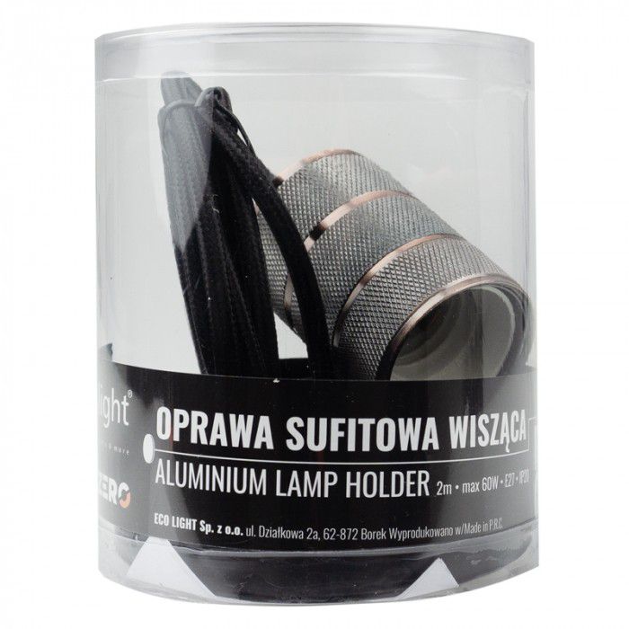 Lampa wisząca Ecolight czarno-miedziana 1xE27x60W IP20 wym:200x4,5x4,5cm - 1 szt.