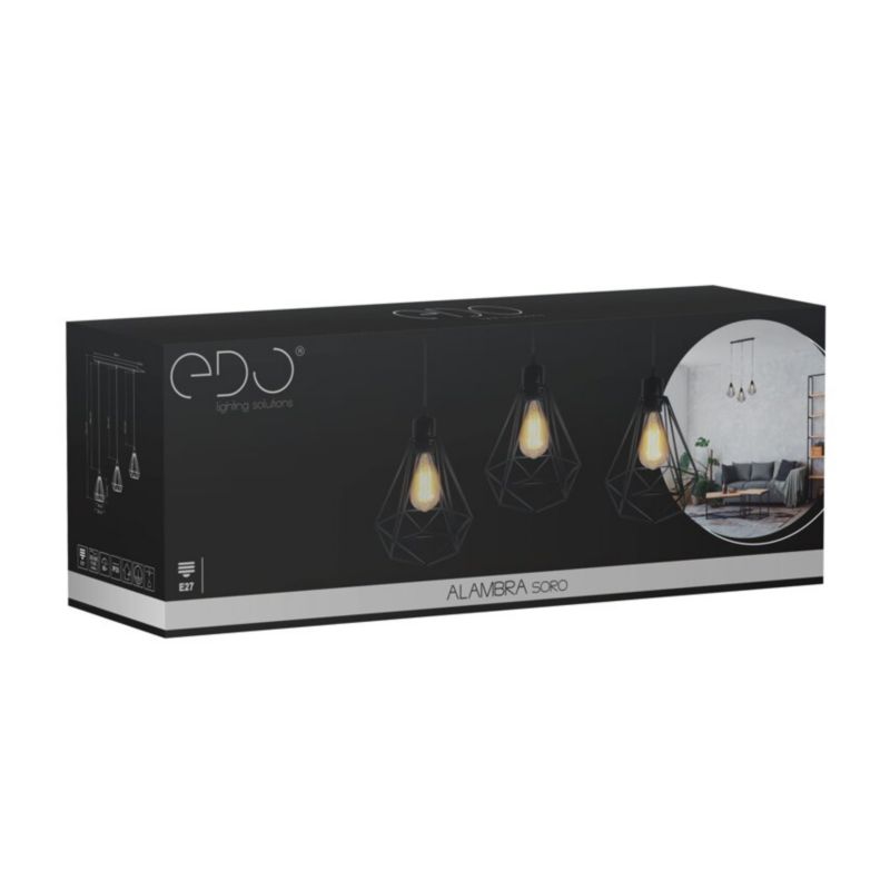 Lampa wisząca Edo Alambra SORO 3xE27 czarna EDO777195  1 szt.