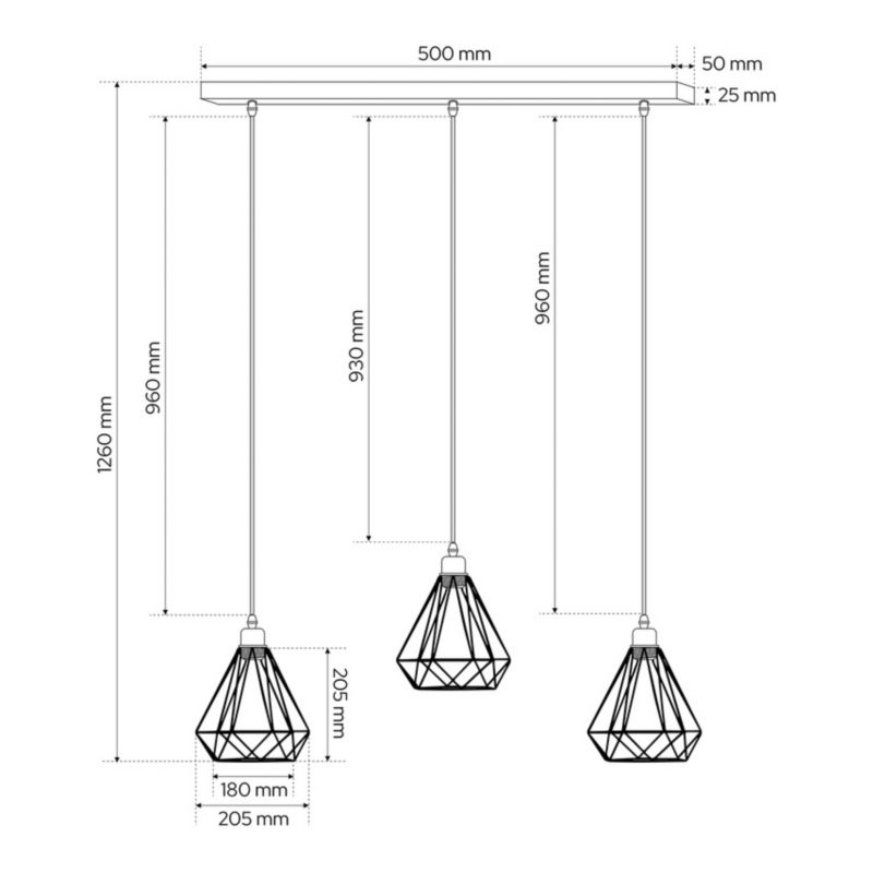 Lampa wisząca Edo Alambra SORO 3xE27 czarna EDO777195  1 szt.