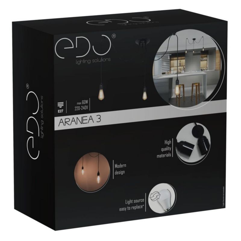 Lampa wisząca Edo Aranea 3xE27 czarny EDO777187  1 szt.