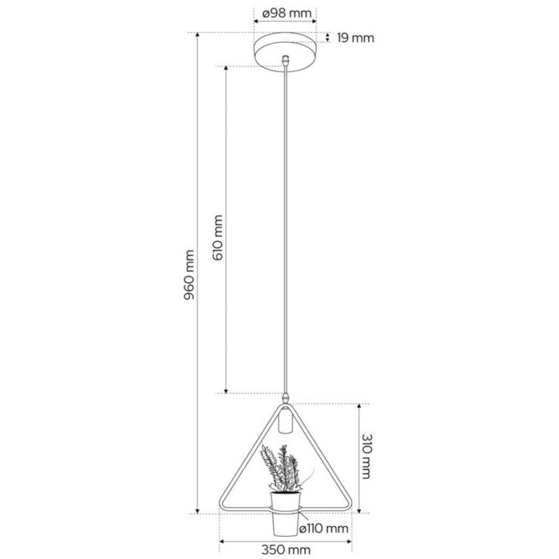 Lampa wisząca Edo Mea Triangle, geometryczna, trójkąt IP20, E27, EDO777545  1 szt.