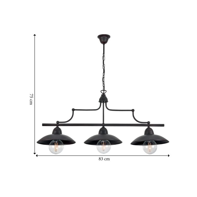 Lampa wisząca EDYLIT brązowa loft nad stół 3xE27 TORINO 12-512 1 szt.
