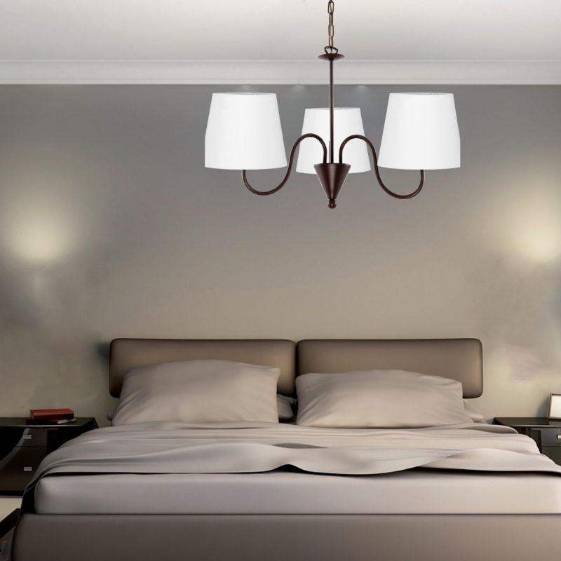 Lampa wisząca EDYLIT brązowa z białym abażurem loft 3xE27 CEJLON 9-852 1 szt.