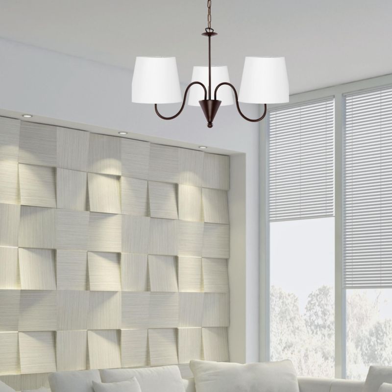 Lampa wisząca EDYLIT brązowa z białym abażurem loft 3xE27 CEJLON 9-852 1 szt.