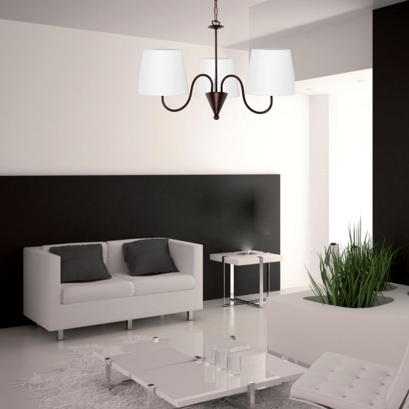 Lampa wisząca EDYLIT brązowa z białym abażurem loft 3xE27 CEJLON 9-852 1 szt.