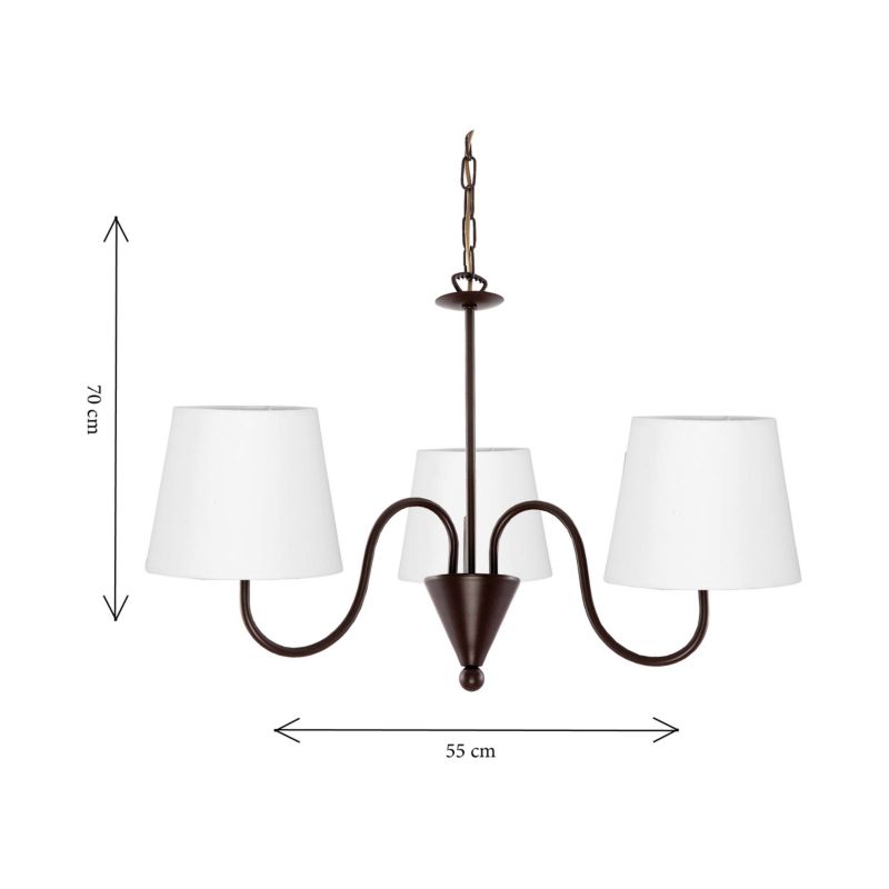 Lampa wisząca EDYLIT brązowa z białym abażurem loft 3xE27 CEJLON 9-852 1 szt.