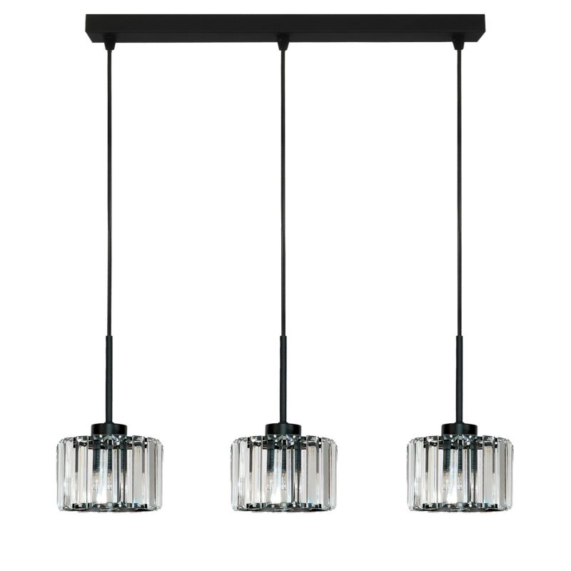 Lampa wisząca EDYLIT listwa 3xE27 czarna kryształowy klosz glamour OMENA 14-954 1 szt.