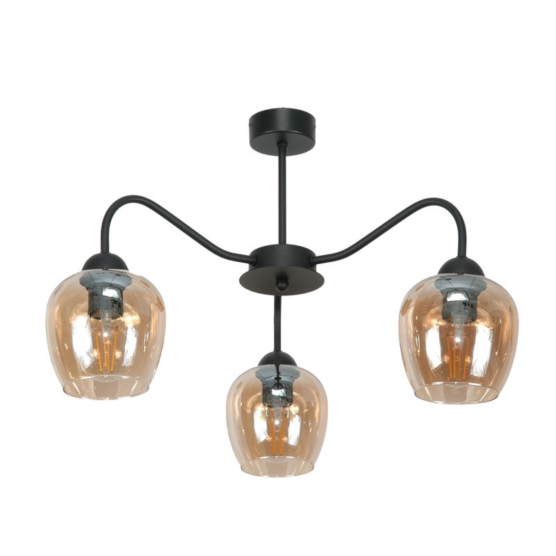 Lampa wisząca EDYLIT nowoczesna bursztynowe klosze 3xE27 sufitowa INDI AMBER 15-222 1 szt.