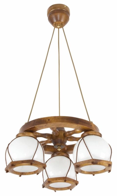 Lampa wisząca EDYLIT  sufitowa okrągła żyrandol retro drewniana vintage 3xE27 RETRO 2-022/5 1 szt.