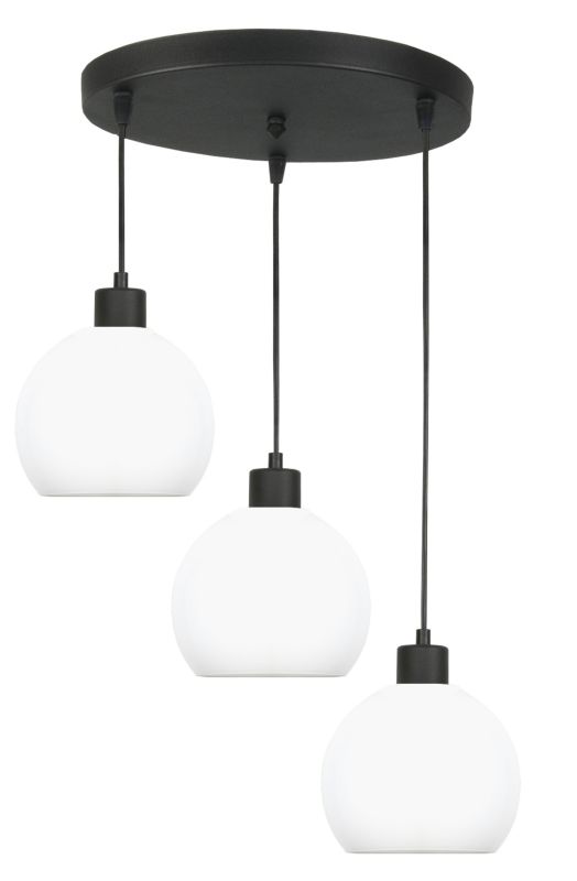 Lampa wisząca EDYLIT sufitowa zwis do salonu białe kule czarna nowoczesna 3xE27 KOZUB 14-602 1 szt.