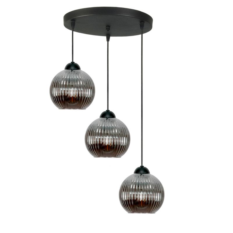 Lampa wisząca EDYLIT sufitowa zwis kaskada grafit klosz loft nowoczesna 3xE27 SFERA 15-052 1 szt.
