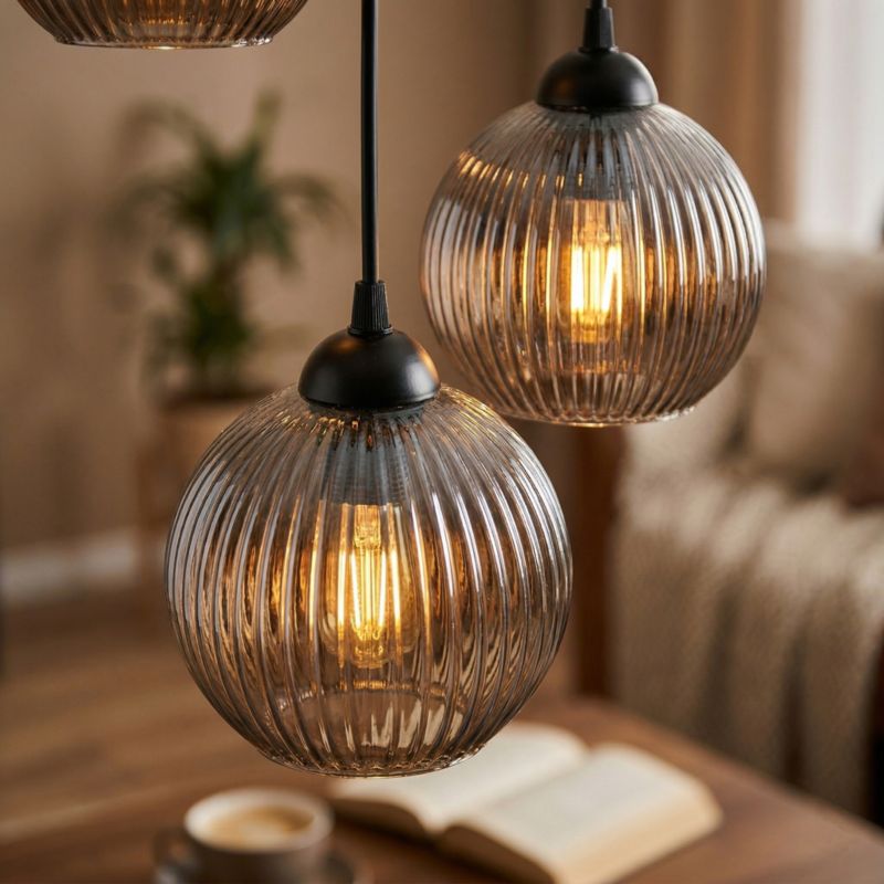 Lampa wisząca EDYLIT sufitowa zwis kaskada grafit klosz loft nowoczesna 3xE27 SFERA 15-052 1 szt.