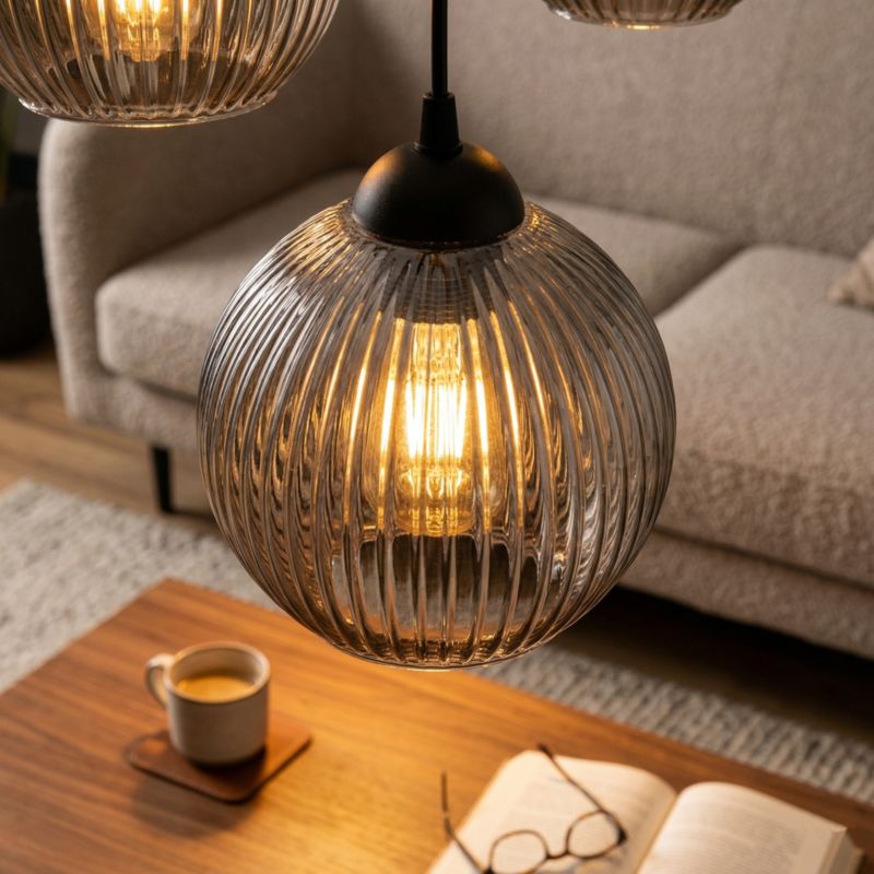 Lampa wisząca EDYLIT sufitowa zwis kaskada grafit klosz loft nowoczesna 3xE27 SFERA 15-052 1 szt.
