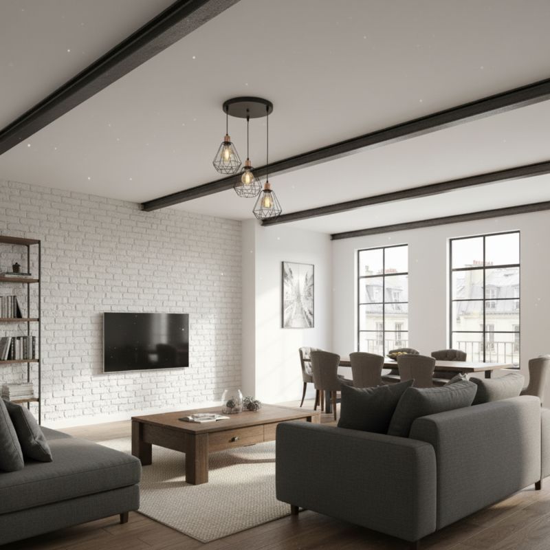 Lampa wisząca EDYLIT sufitowa zwis kaskada nad stół druciane klosze loft LED 3xE27 SALEN 14-578 1 szt.