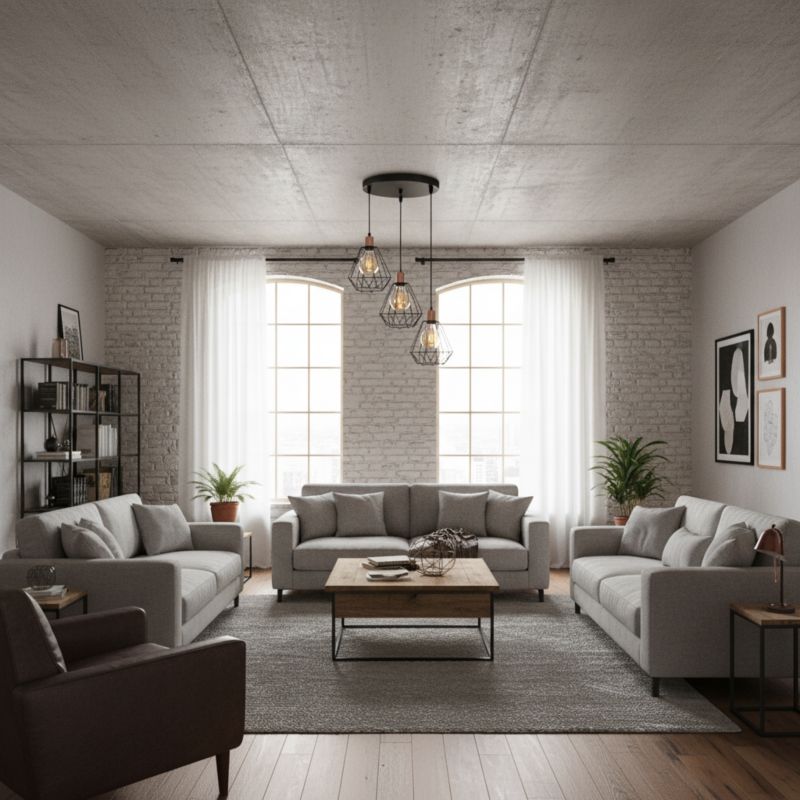 Lampa wisząca EDYLIT sufitowa zwis kaskada nad stół druciane klosze loft LED 3xE27 SALEN 14-578 1 szt.