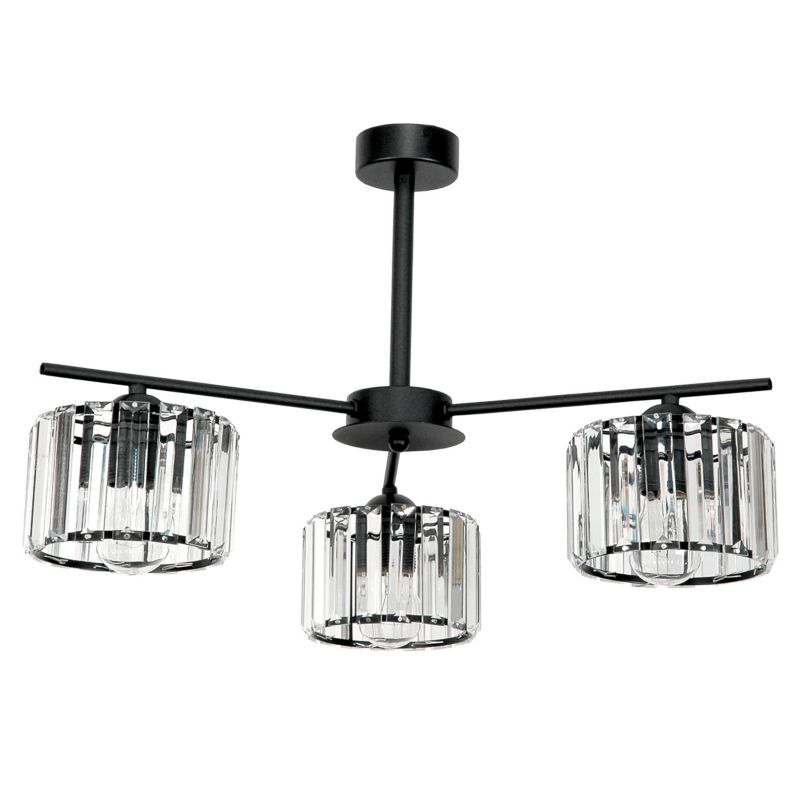 Lampa wisząca EDYLIT żyrandol 3xE27 glamour z kryształkowymi kloszami czarna nowoczesna APULLA 15-102 1 szt.