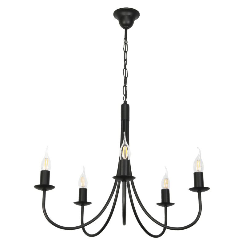 Lampa wisząca EDYLIT żyrandol 5xE14 czarna świecznikowa vintage do salonu LUMEN NEGRO 14-880 1 szt.