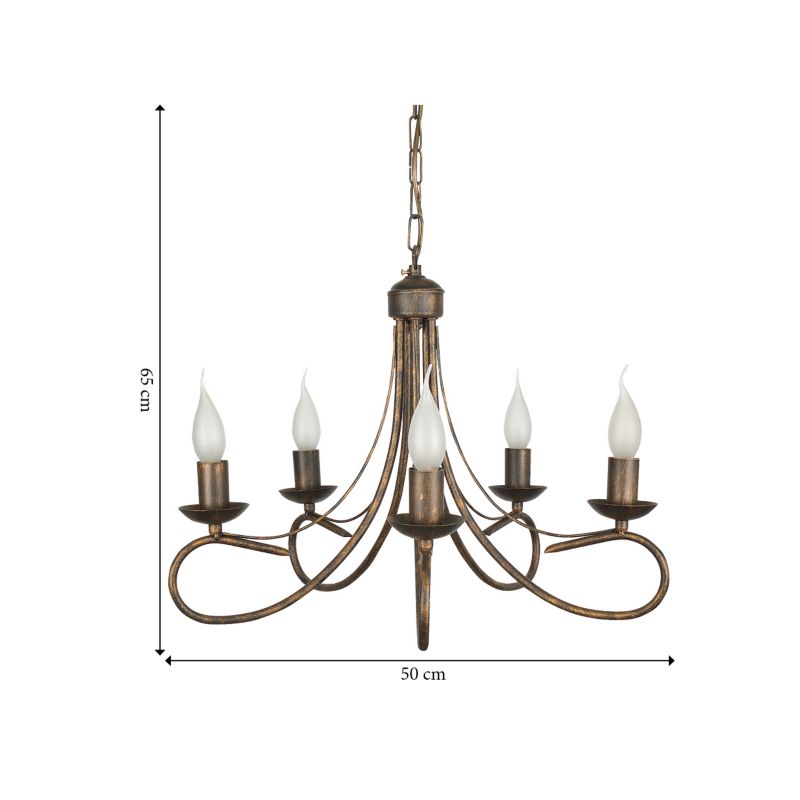 Lampa wisząca EDYLIT żyrandol 5xE14 stare złoto vintage retro do salonu ALFA 290 1 szt.
