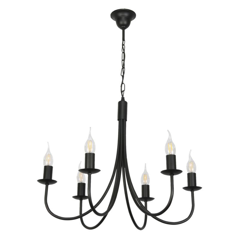 Lampa wisząca EDYLIT żyrandol 6xE14 czarna świecznikowa retro do salonu LUMEN NEGRO 14-886 1 szt.