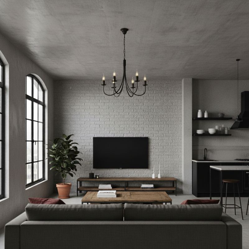 Lampa wisząca EDYLIT żyrandol 6xE14 czarna świecznikowa retro do salonu LUMEN NEGRO 14-886 1 szt.