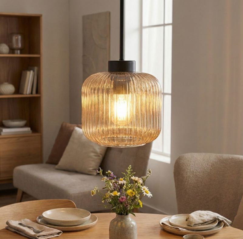 Lampa wisząca EDYLIT zwis 1xE27 bursztynowy klosz loft industrialna nad stół BEKA AMBER 15-015 1 szt.