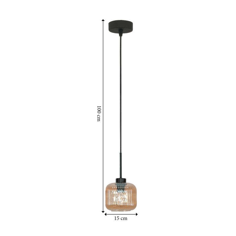 Lampa wisząca EDYLIT zwis 1xE27 bursztynowy klosz loft industrialna nad stół BEKA AMBER 15-015 1 szt.