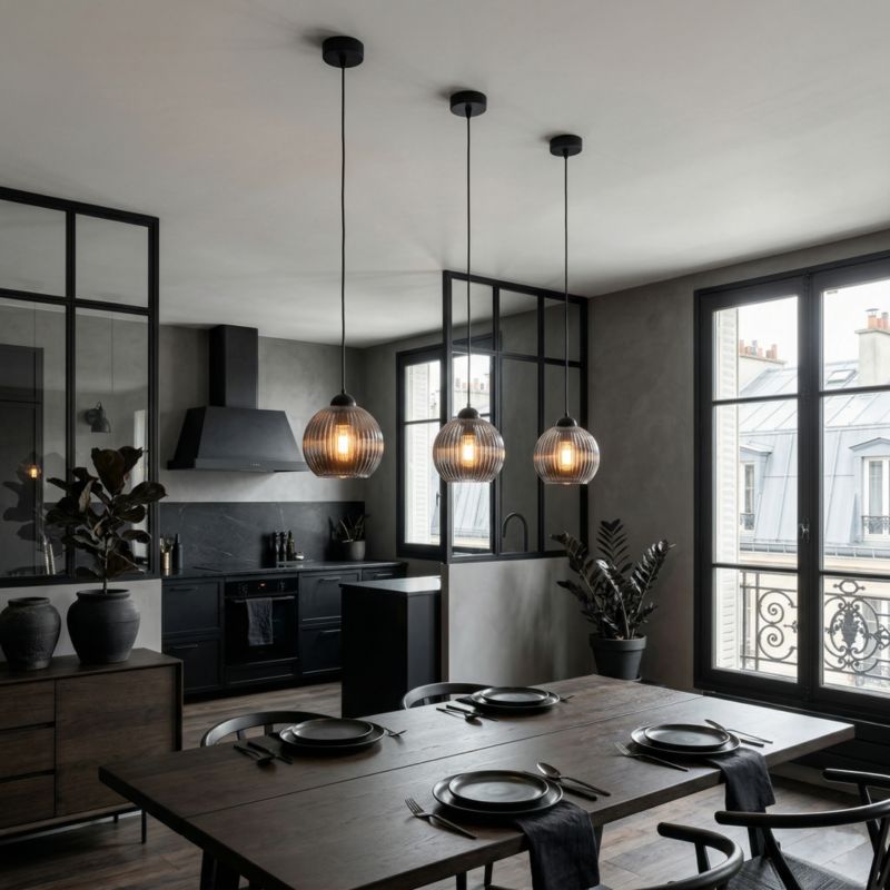 Lampa wisząca EDYLIT zwis 1xE27 grafitowy klosz loft do kuchni SFERA 15-055 1 szt.