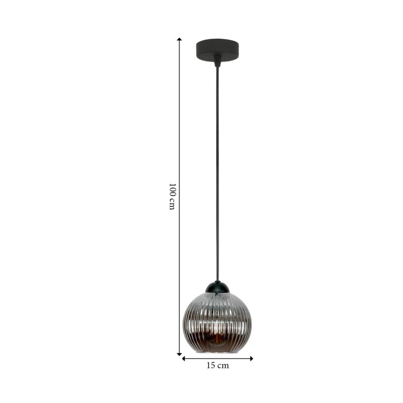 Lampa wisząca EDYLIT zwis 1xE27 grafitowy klosz loft do kuchni SFERA 15-055 1 szt.