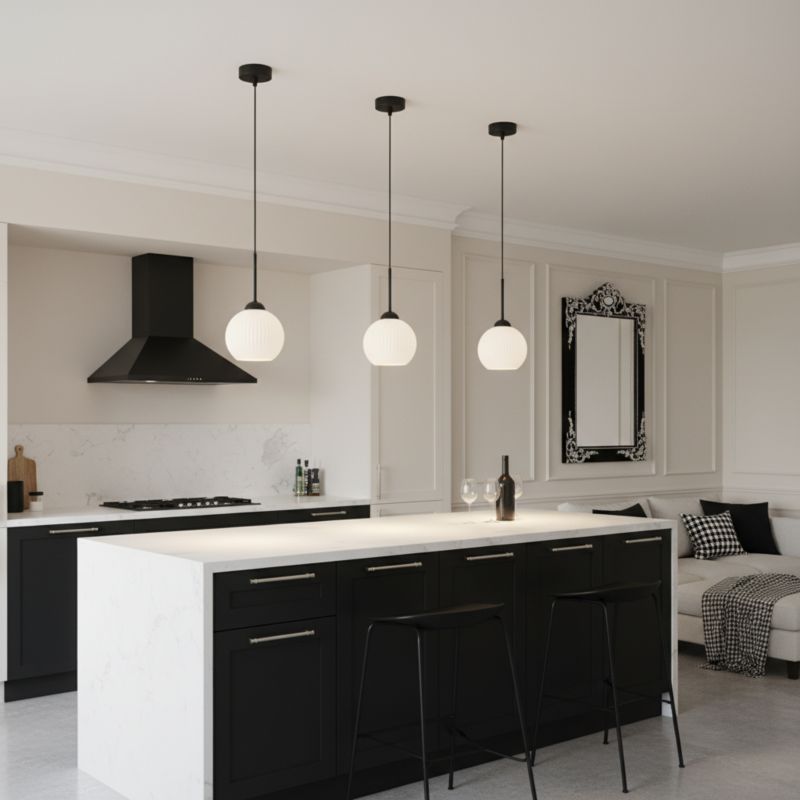 Lampa wisząca EDYLIT zwis pojedynczy 1xE27 biała kula loft industrialna nad stół FIONA 14-985 1 szt.