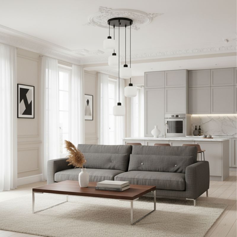 Lampa wisząca EDYLIT zwis sufitowa kaskada industrialna białe klosze loft 5xE27 BEKA BIANCO 14-960 1 szt.