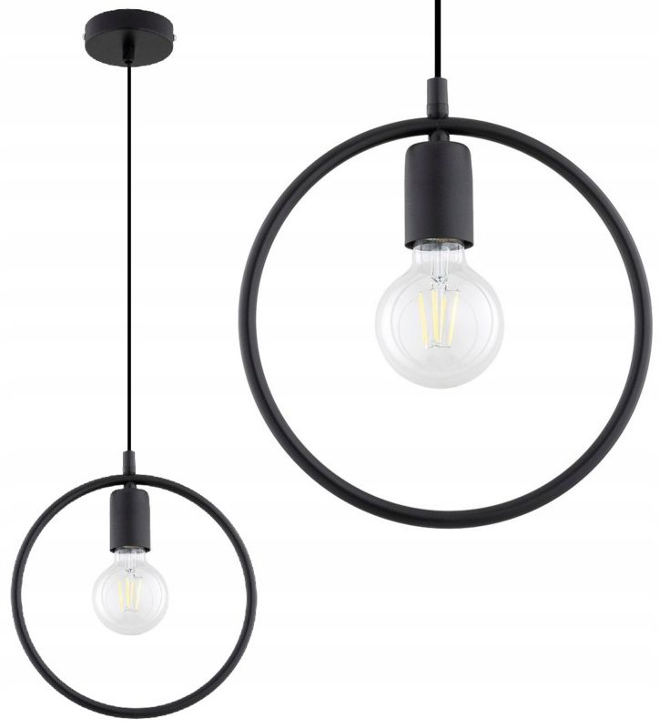 Lampa Wisząca Elko-Lighting 1-Punktowa Koło Ring Edison E27 czarny 1 szt