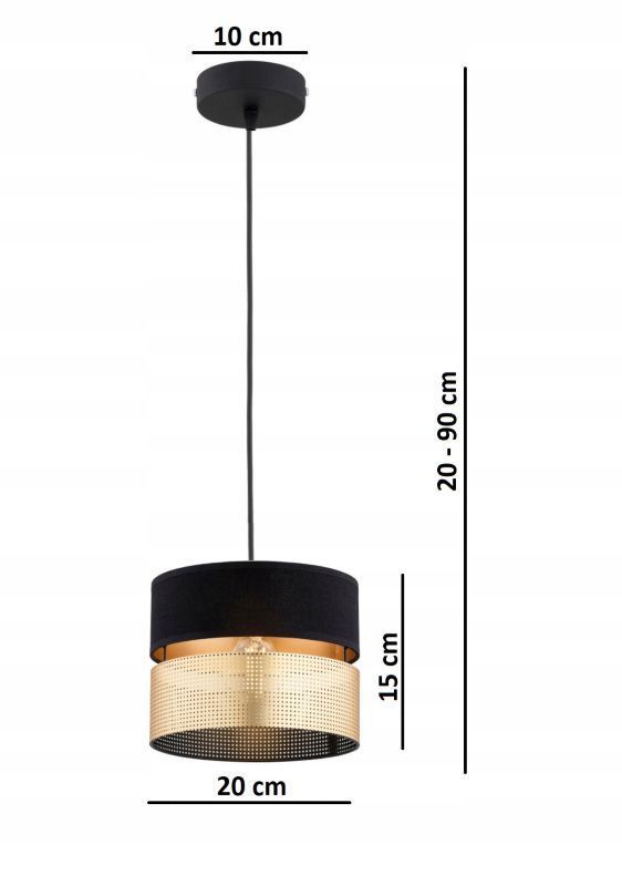 Lampa Wisząca Elko-Lighting Dual Czarno-Złota 1-Punktowa 20cm E27 1 szt
