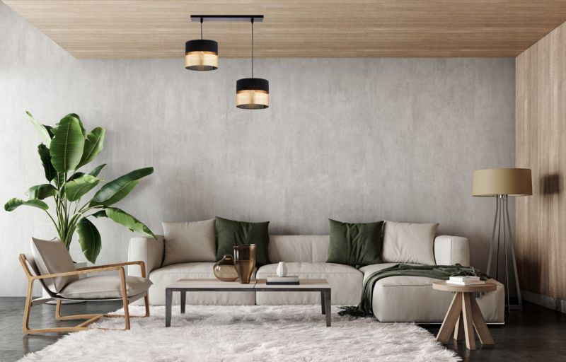 Lampa Wisząca Elko-Lighting Dual Czarno-Złota 2-Punktowa E27 1 szt