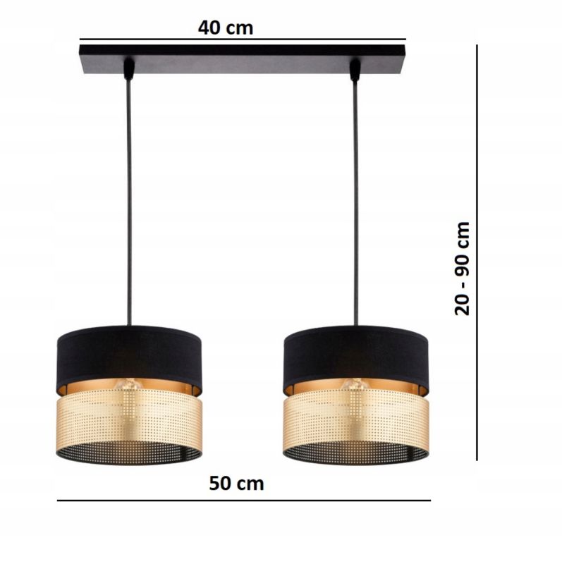 Lampa Wisząca Elko-Lighting Dual Czarno-Złota 2-Punktowa E27 1 szt