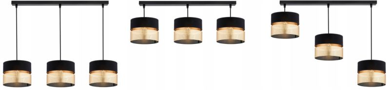 Lampa Wisząca Elko-Lighting Dual Czarno-Złota 3-Punktowa E27 1 szt