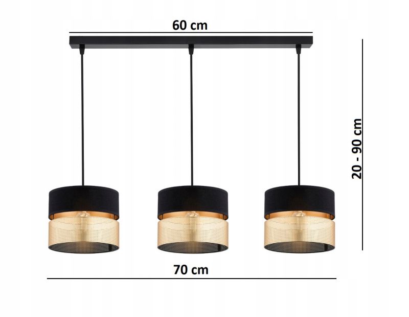 Lampa Wisząca Elko-Lighting Dual Czarno-Złota 3-Punktowa E27 1 szt