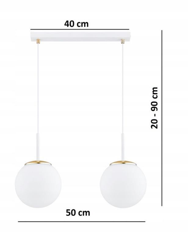 Lampa Wisząca Elko-Lighting Milo Biała z Elementem Złota 2-Punktowa 1 szt