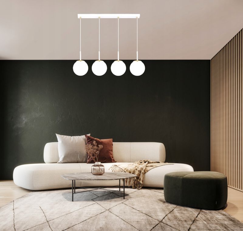 Lampa Wisząca Elko-Lighting Milo Biała z Elementem Złota 4-Punktowa 1 szt
