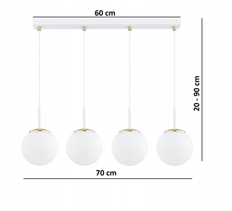 Lampa Wisząca Elko-Lighting Milo Biała z Elementem Złota 4-Punktowa 1 szt