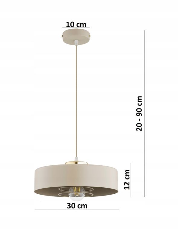 Lampa Wisząca Elko-Lighting Spring Zwis 1-Punktowy 30cm  Ecru E27 beżowy 1 szt