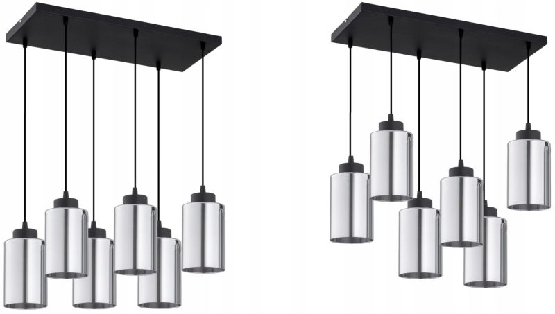 Lampa Wisząca Elko-Lighting Zwis Nad Stół 6-Punktowy Tuba E27 czarny 1 szt