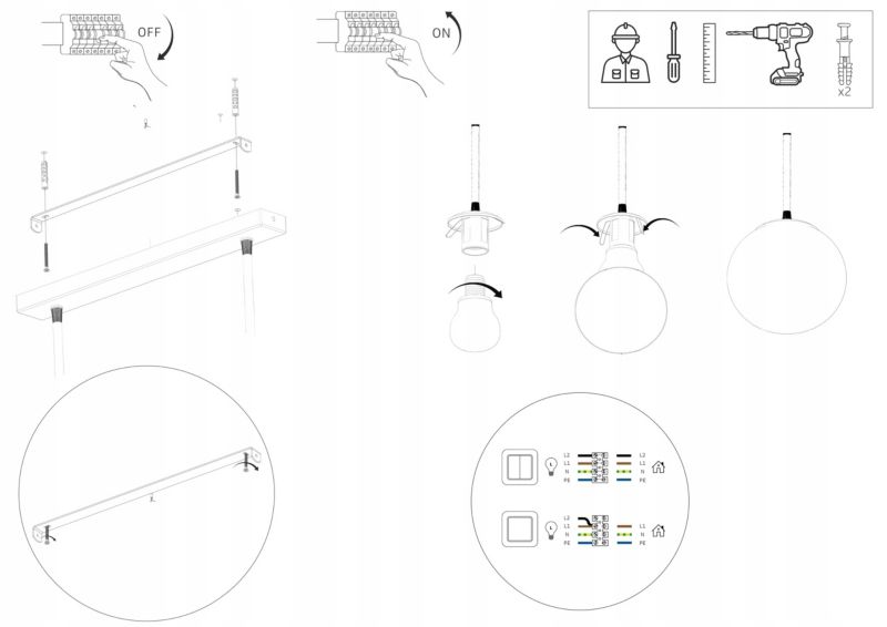 Lampa Wisząca Elko-Lighting Zwis Nad Stół Nox 6x E27 czarny 1 szt