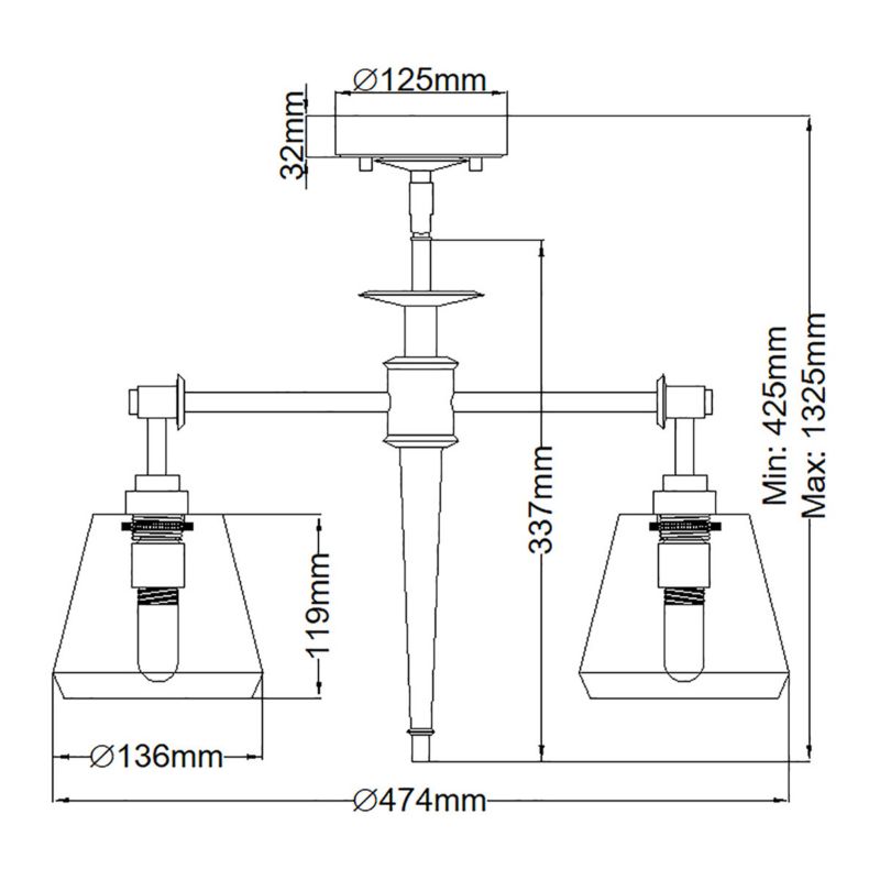 Lampa wisząca Elstead Agatha polerowany chrom wym: 132,5 x 47,4 x 47,4 cm 4xG9 + LED zintegrowany x 4W 1 szt.