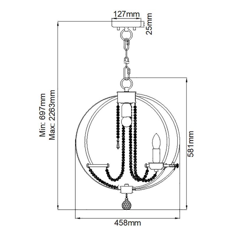 Lampa wisząca Elstead Cassie polerowany nikiel wym: 226,3 x 45,8 x 45,8 cm 3xE14 x 60W 1 szt.