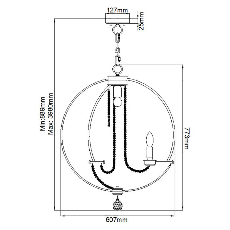 Lampa wisząca Elstead Cassie polerowany nikiel wym: 398 x 60,7 x 60,7 cm 6xE14 x 60W 1 szt.