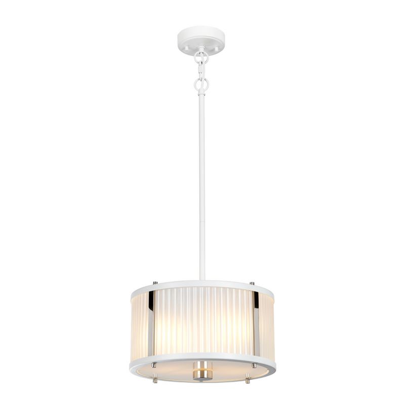 Lampa wisząca Elstead Corona satynowa biel-polerowany nikiel wym: 121,8 x 30 x 30 cm 2xE27 x 60W 1 szt.