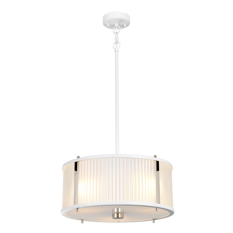 Lampa wisząca Elstead Corona satynowa biel-polerowany nikiel wym: 123,3 x 40 x 40 cm 3xE27 x 60W 1 szt.