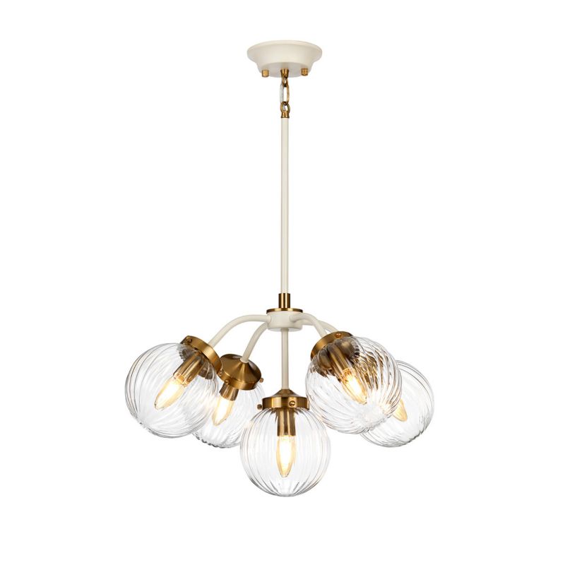 Lampa wisząca Elstead Cosmos kremowo-postarzany mosiądz wym: 146,9 x 56,7 x 56,7 cm 5xE14 x 8W 1 szt.