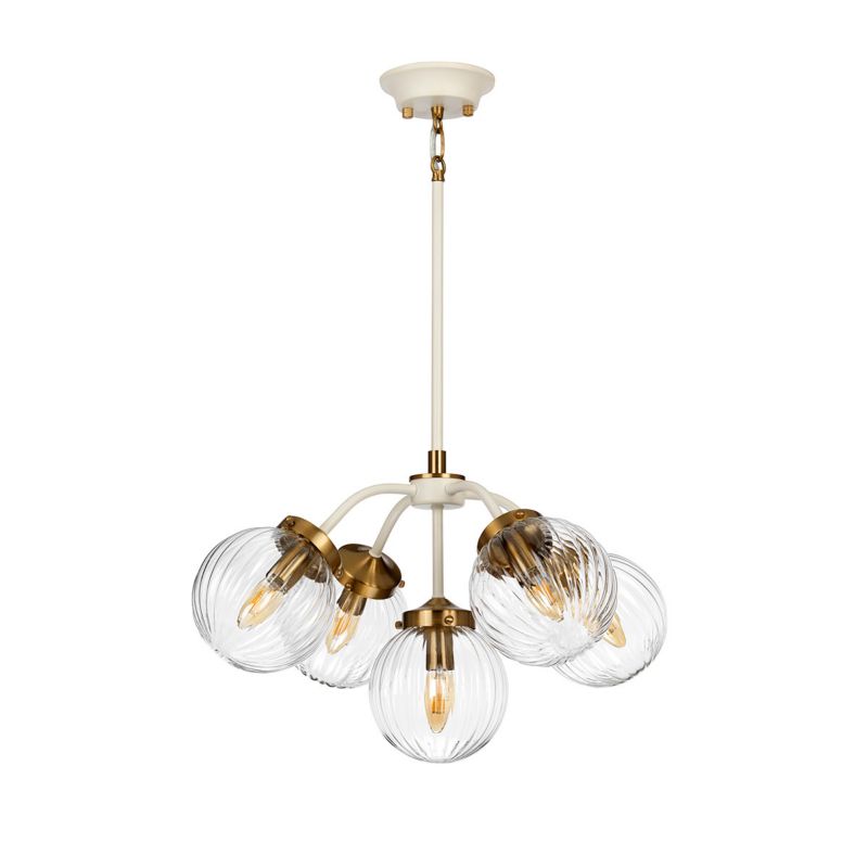 Lampa wisząca Elstead Cosmos kremowo-postarzany mosiądz wym: 146,9 x 56,7 x 56,7 cm 5xE14 x 8W 1 szt.