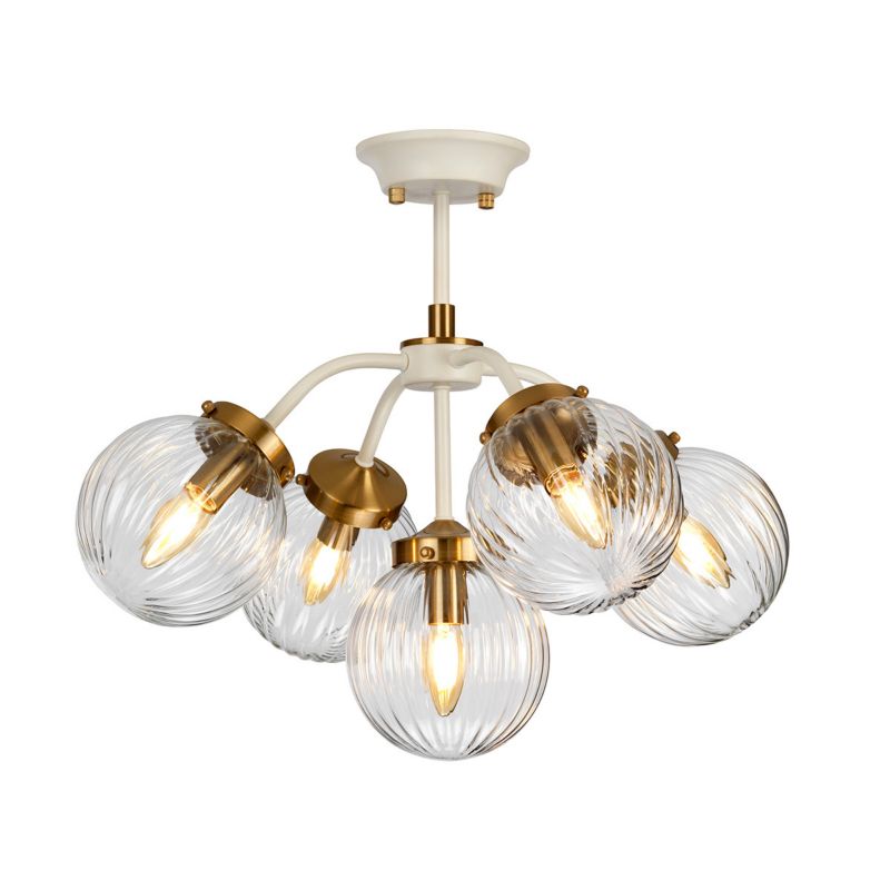 Lampa wisząca Elstead Cosmos kremowo-postarzany mosiądz wym: 146,9 x 56,7 x 56,7 cm 5xE14 x 8W 1 szt.